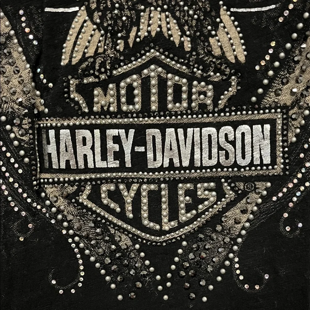 Harley-Davidson Women's Black Graphic Lace-Up Tee - Picture 4 of 5